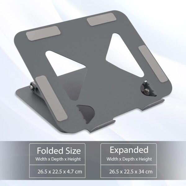 Zebronics NS3000 Portable Laptop & Tablet Stand Supports Upto 17” with Max. 5KG Support, Anti-Slip Silicone Pads, Foldable Design, Multi Angle Adjustment, Carbon Steel Body - Image 3