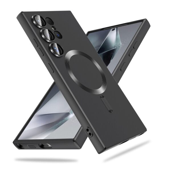 DIZORO Samsung S25 Ultra Case, Compatible with Mag Safe, Matte Luxury Metallic Luster Flexible TPU Wireless Charging Shockproof Case with Camera Protector (Black.) - Image 2