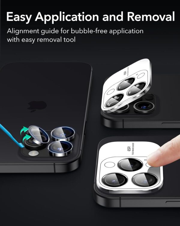 ESR Camera Lens Protectors for iPhone 16 Pro Max/16 Pro/15 Pro Max/15 Pro/14 Pro Max/14 Pro, Tough HD Individual Protectors, Scratch Resistant, Thin Tempered Glass, Armorite Series, 1 Pack, Black - Image 7