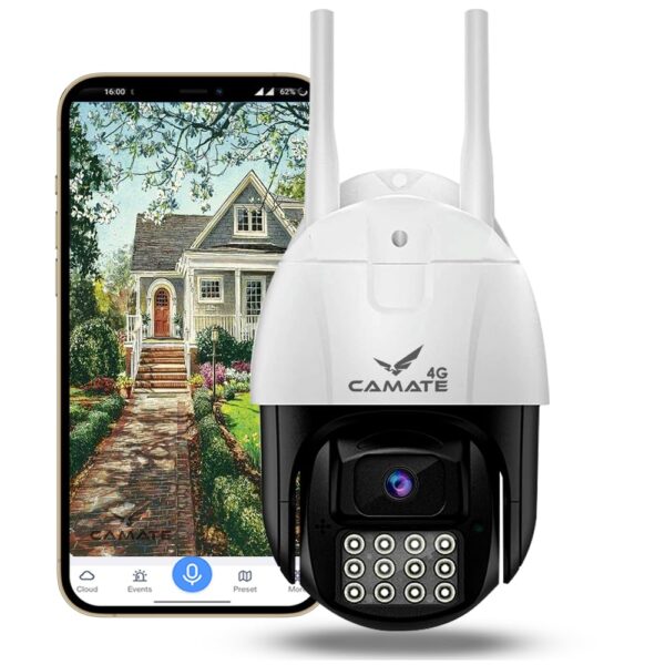 Camate Eclipse 4G Sim Based 3MP Wireless Outdoor Smart CCTV Camera, Pan & Tilt, Two-Way Talk, Coloured Night Vision, Motion Detection & Tracking, Alarm, Upto 256GB Micro SD Support - Image 2