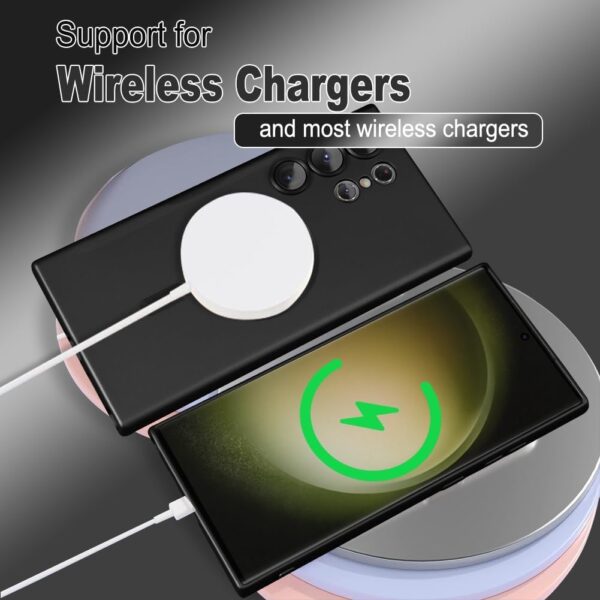 DIZORO Samsung S25 Ultra Case, Compatible with Mag Safe, Matte Luxury Metallic Luster Flexible TPU Wireless Charging Shockproof Case with Camera Protector (Black.) - Image 4