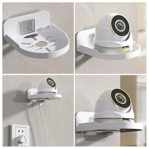 Plexaris 4pcs Wall Shelves for Living Room, Self Adhesive Wall Stand for Living Room, White No Drill Wall Mount Stand Wall Hanging Decoration for Security Camera, Wireless Cameras and Baby Monitors - Image 8