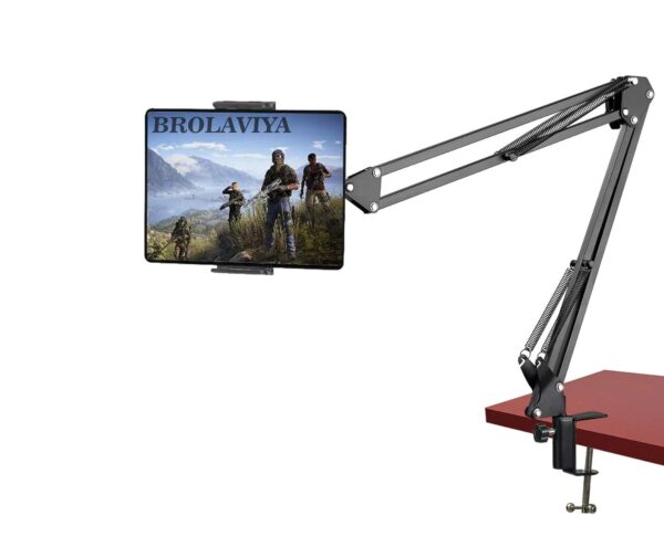 BROLAVIYA Tabletop Cell Phone Tablet Stand, Gooseneck Flexible Lazy Arm Bracket for Both Mobiles and Tablets Device 4~11 inches Diagonal inches Display Mount for Desktop Bedroom, Office, Kitchen - Image 2