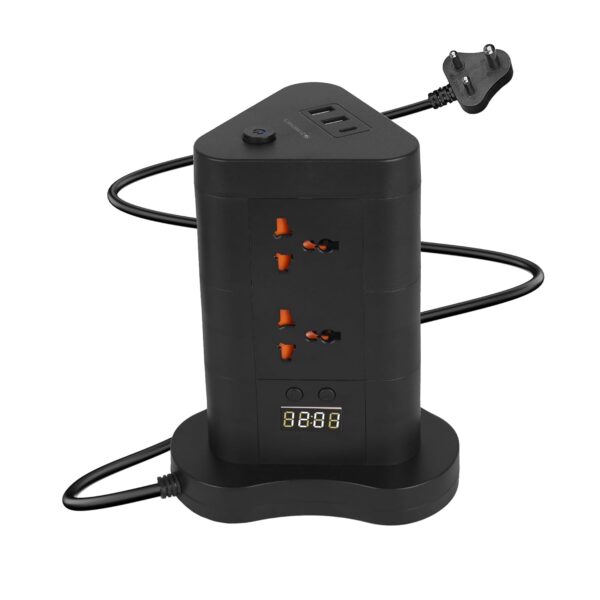ZEBRONICS Power Block 385, Tower Extension Board/Strip, 2500 Watts, 10 Amps, 1x Type C Port, 8X Universal Socket, 2X USB Port, LED Indicator, Digital Counter, On/Off Switch, 5 Meter - Image 2