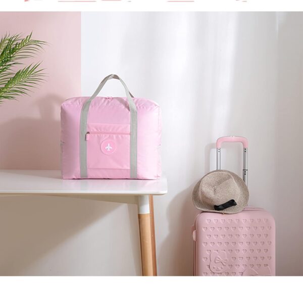 Zeinwap Travel Bags for Luggage Spacious with Pockets Foldable Weekender Zipper Duffle Bag for Travel Stylish Handbag Conveniently Carry on Trolley Bag Waterproof - 44 x 18 x 35 cm (Pink) - Image 7