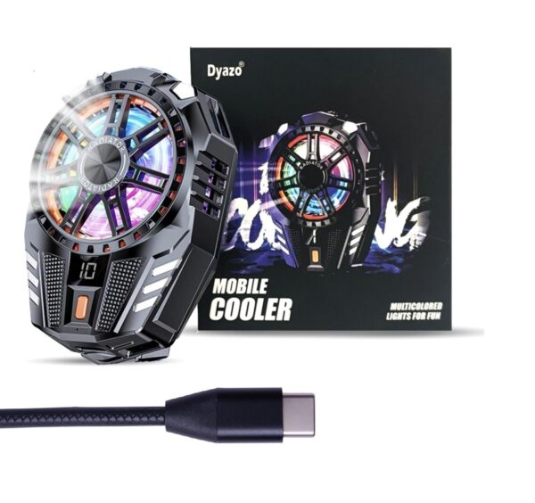 Dyazo Mobile Cooler | Phone Cooling Fan | Gaming cooler pad | For super-fast Refrigeration Chip & Temperature Display Compatible for Android & iPhones | Black - Image 2