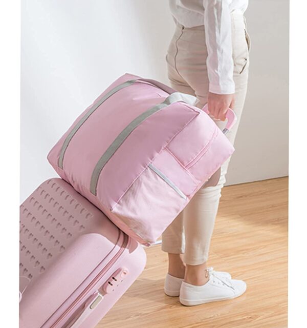 Zeinwap Travel Bags for Luggage Spacious with Pockets Foldable Weekender Zipper Duffle Bag for Travel Stylish Handbag Conveniently Carry on Trolley Bag Waterproof - 44 x 18 x 35 cm (Pink) - Image 6