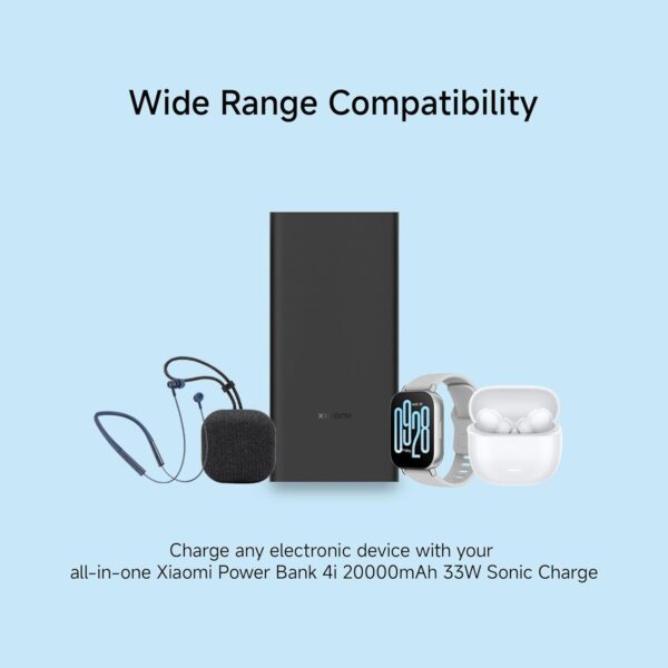 Xiaomi Power Bank 4i 20000mAh 33W Super Fast Charging PD | Power Delivery | QC 3.0|Type C Input & Output |Triple Output Ports|Classic Black|Supports Android,Apple, Tablets, Earbuds, Watches etc (MI) - Image 9