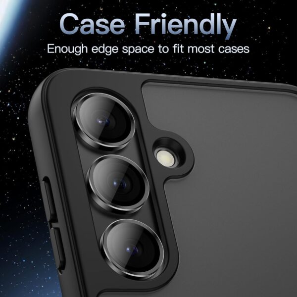 FabeKee Tempered Glass Camera Lens Protector For Samsung Galaxy S24 FE 5G 9H Hardness, Full Coverage Anti Scratch Camera Metal Ring (Samsung S24 FE 5G, Black) - Image 5