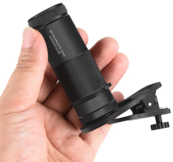 Adcom 8X Pro Monocular Telephoto Zoom Mobile Phone Camera Lens - Compatible with All iPhone & Android Smartphones (Black) - Image 3