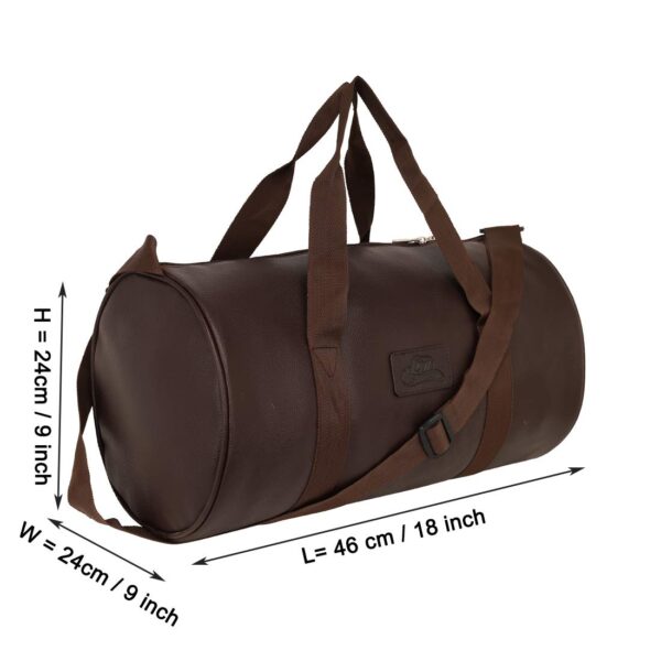 Leather World Vegan Leather 24 Cms Duffle/Shoulder/Gym Bag for Men & Women Brown Travel Friendly Bag Gifts for Men - Image 3