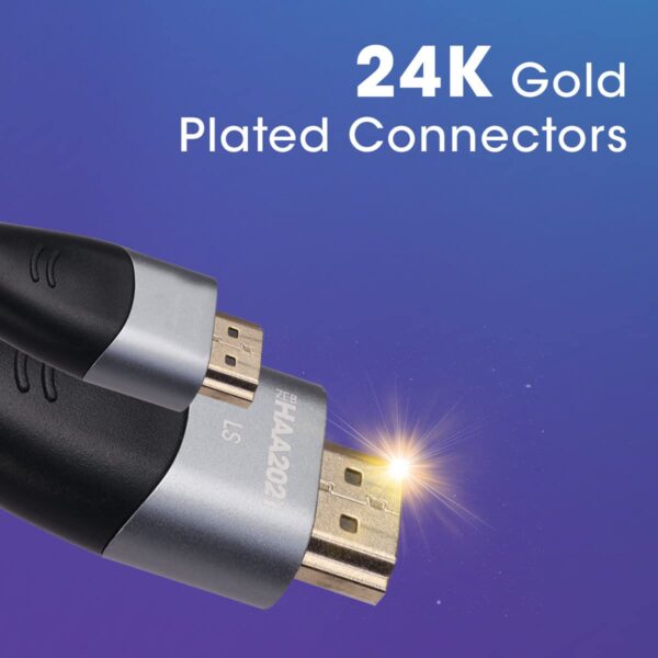 ZEBRONICS HAA2021 HDMI Cable 2.1 with eARC & CEC, 8K @ 60Hz, 4K @ 120Hz, UHD Resolution, 2 Mtr (6.6ft), 48 Gbps Transmission, Ultra High Speed, Supports Dolby | DTS | 3D, Gold Plated, Male-to-Male - Image 6