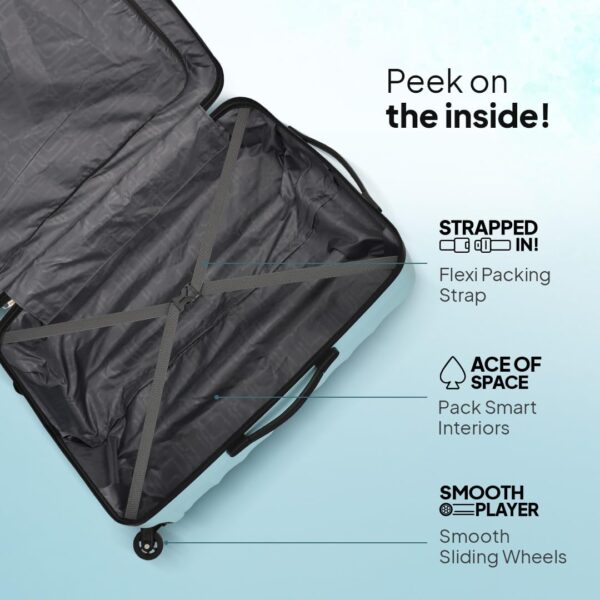 American Tourister Polycarbonate Barcelona 69 Cms Medium Spinner 4 Wheels Hardside Check-in Suitcase with A Multi-Stage Telescopic Trolly & Pack Smart Interiors - Powder Blue, H-48 Cm - Image 5
