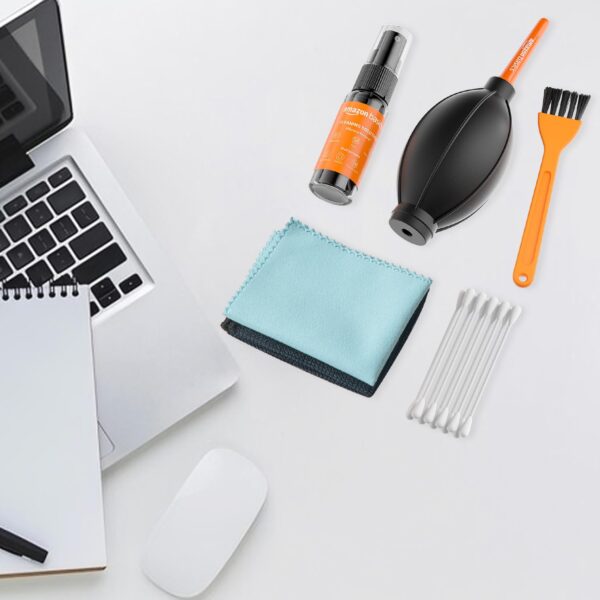 Amazon Basics Professional 6-in-1 Cleaning Kit for Laptops, Tablets, Smartphones, Cameras (Includes: Air Blower, Cotton Swabs, Suede + Plush Micro-Fiber Cloth, Cleaning Brush, Cleaning Solution) - Image 7