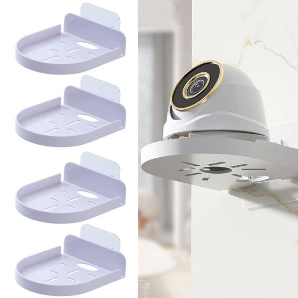 Plexaris 4pcs Wall Shelves for Living Room, Self Adhesive Wall Stand for Living Room, White No Drill Wall Mount Stand Wall Hanging Decoration for Security Camera, Wireless Cameras and Baby Monitors - Image 2