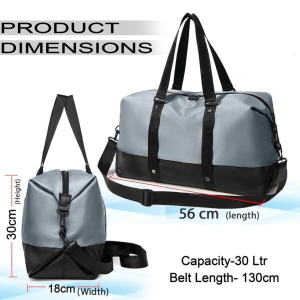 Storite Nylon 56 cms Travel Duffle Bag, Sports Shoulder Bag for Women with Wet Pocket Weekender Overnight Luggage Bag - (Blue/Black, 56 x 18 x 30 Cm) - Image 3