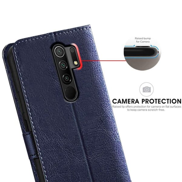 TheGiftKart Flip Back Cover Case for Redmi 9 Prime/Poco M2 | Dual-Color Leather Finish | Inbuilt Stand & Pockets | Wallet Style Flip Back Case Cover for Redmi 9 Prime/Poco M2 (Blue & Brown) - Image 7