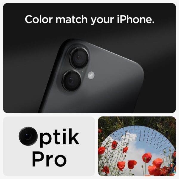 Spigen EZ Fit Optik Pro Tempered Glass Camera Lens Protector Guard for iPhone 16/16 Plus (Black) - 2 Pack - Image 7