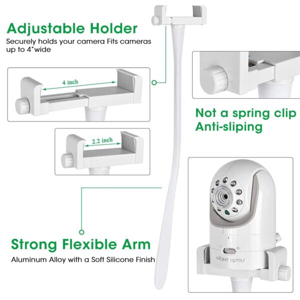 ZORBES® Baby Monitor Stand Baby Camera Stand Flexible Monitor Fits Infant Optics DXR 8 and DXR-8 Pro and other baby monitors,can be fixed to the crib frame or furniture (Stand only) - Image 4
