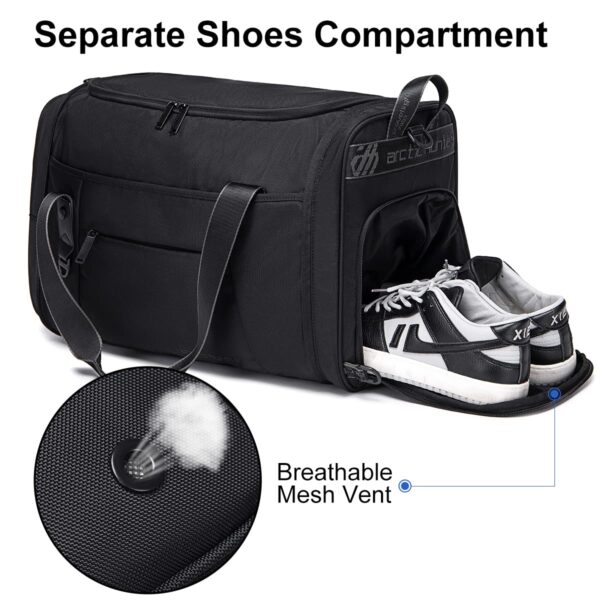 Arctic Hunter Travel Duffle Bag for Men 40L Foldable Hand Bag with Shoes Compartment 1680D Polyester Water/Wear Resistant Cabin Duffel Bag with Multiple Pockets for Weekend Travel Office, Black - Image 8