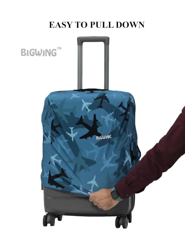 BIGWING Protective Cover in Polyester Fabric with Plane Print for | 20' Inch 55 cm Small Size | Hard Luggage Trolley Bag Cover (Fits Only On Fiber - Plastic Trolley Bag) - Image 3