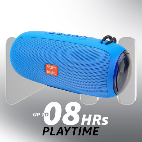 amazon basics B10 10W RMS Bluetooth Speaker with 2000 mAh Battery | Up to 8 hrs of Playback | RGB | Bluetooth 5.3, AUX in, USB & Micro SD Card Connectivity | Type-C Charging (Blue) - Image 4