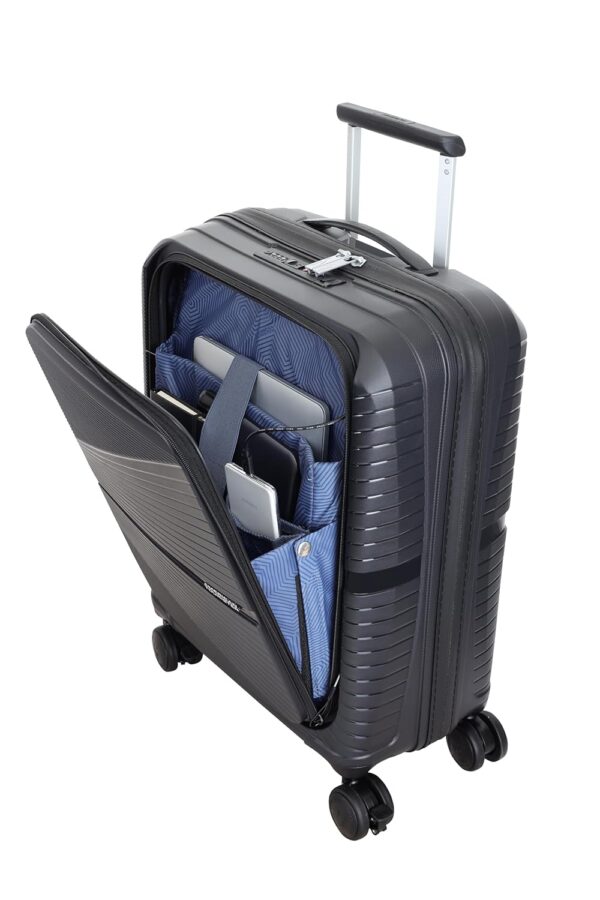 American Tourister AIRCONIC2.0 SP 55 cm Small Cabin Front Opening Polypropylene (PP) Hard 8 Wheels Spinner Luggage/Suitcase/Trolley Bag for Travel (Black) - Image 2