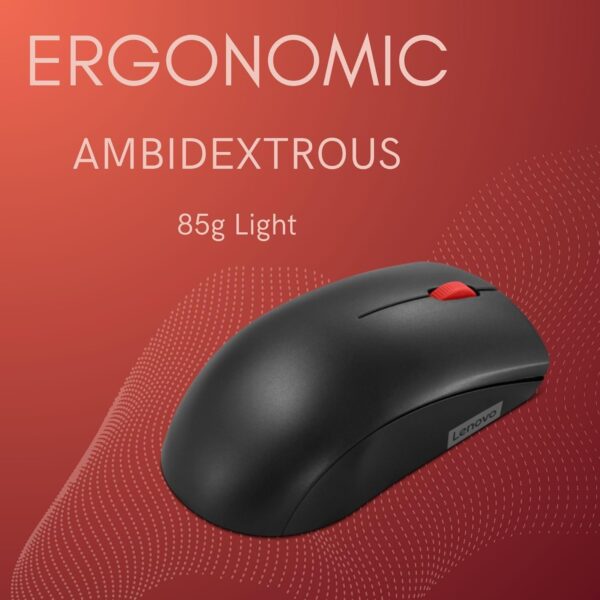 Lenovo 150 Wireless Compact Mouse, 1K DPI Optical sensor, 2.4GHz Wireless NanoUSB, 10m range, 3button(left,right,scroll) upto 3M left/right clicks, 10month battery, Ambidextrous, Ergonomic, GY51L52638 - Image 4