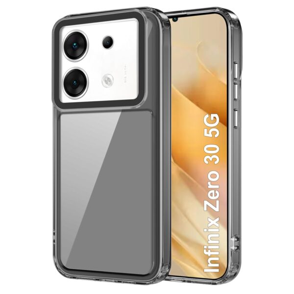 amazon basics Back Case Cover for Infinix Zero 30 5G (TPU + PC_Translucent Black) - Image 2