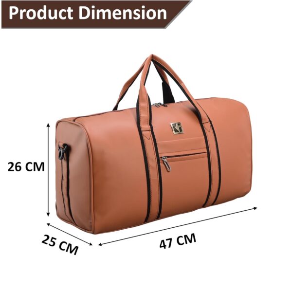 Kuber Industries Premium Leather Duffle Bags for Travel for Women & Men | Spacious Cabin Bag with Detachable Shoulder Strap | Water Resistant Luggage Bag for Travelling & Tour | Brown - Image 4