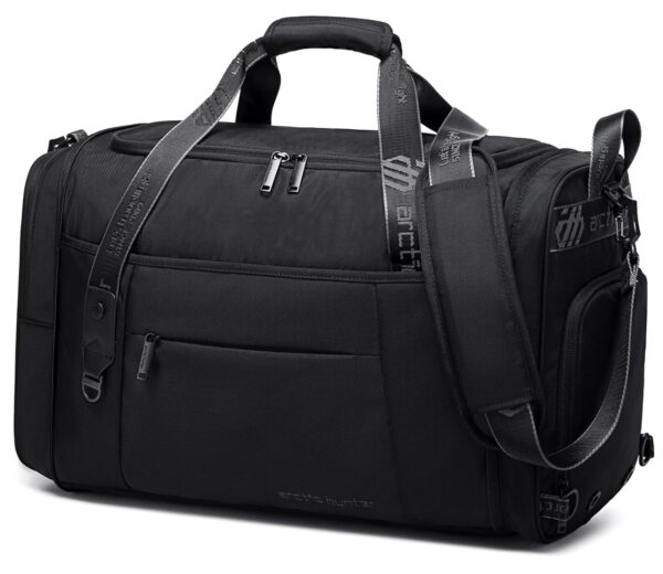 Arctic Hunter Travel Duffle Bag for Men 40L Foldable Hand Bag with Shoes Compartment 1680D Polyester Water/Wear Resistant Cabin Duffel Bag with Multiple Pockets for Weekend Travel Office, Black - Image 2