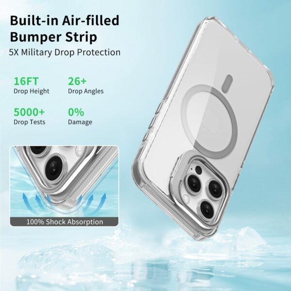 Elzzi Classic Series iPhone 15 Pro Case Compatible with MagSafe Built-in Camera Stand Phone Cover Transparent Military-Grade Protective Drop Protection Non Yellowing Hard PC +TPU, Natural Titanium - Image 4