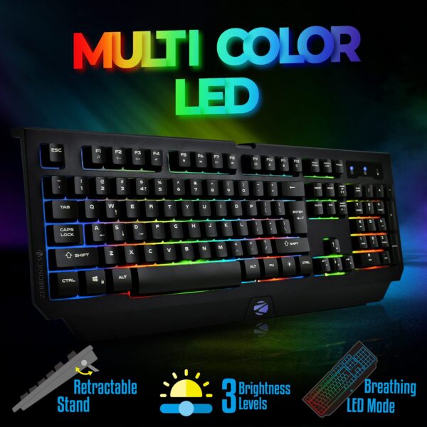 Zebronics Zeb-Transformer K2 Gaming Keyboard, 104 Keys, Multicolor LED Laser Keycaps (Gold Plated USB Connector, Braided Cable) - Image 5