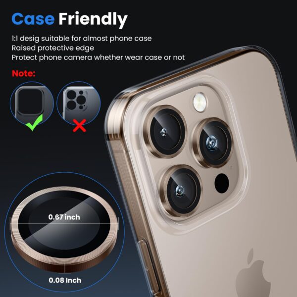 WSKEN For iPhone 16 Pro Max/iPhone 16 Pro Camera Protection - 9H Hardness Scratch-Resistant Bubble-Free HD Tempered Camera Metal Glass Tempered Glass Screen Protector Film Mobile Phone Case Friendly, - Image 6