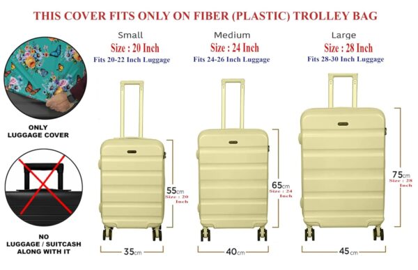 BIGWING Protective Cover in Polyester Fabric with Plane Print for | 20' Inch 55 cm Small Size | Hard Luggage Trolley Bag Cover (Fits Only On Fiber - Plastic Trolley Bag) - Image 5