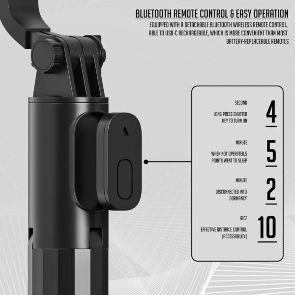 Lapster Rechargeable LED Selfie Stick with Tripod Stand, 3-in-1 Multifunctional Design – Featuring Brightness Levels for Makeup, Selfies, Vlogging, and Photo Shoots, Complete with Bluetooth Remote - Image 4