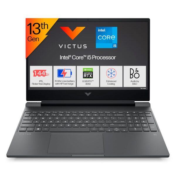 HP Victus, 13th Gen Intel Core i5-13420H, 6GB RTX 4050 Gaming Laptop (16GB DDR4, 512GB SSD) 144Hz, IPS, 15.6"/39.6cm, Flicker-Free, Win 11, Office 21, Mica Silver, 2.29kg, Enhanced Cooling, fa1319TX - Image 2