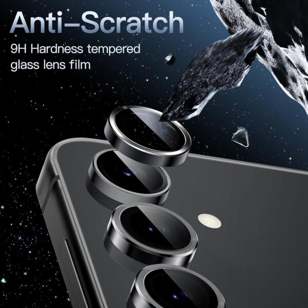 FabeKee Tempered Glass Camera Lens Protector For Samsung Galaxy S24 FE 5G 9H Hardness, Full Coverage Anti Scratch Camera Metal Ring (Samsung S24 FE 5G, Black) - Image 6