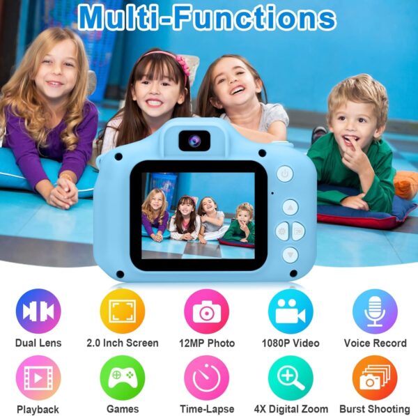 Rockvit Kids Digital Camera – HD Mini Camera for Boys & Girls Ages 3-12 | 13 MP Toy Camera with 2" Screen, Video Recorder, Face Focus, Filters & Games (Blue) - Image 3