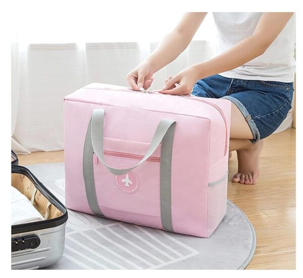 Zeinwap Travel Bags for Luggage Spacious with Pockets Foldable Weekender Zipper Duffle Bag for Travel Stylish Handbag Conveniently Carry on Trolley Bag Waterproof - 44 x 18 x 35 cm (Pink) - Image 10