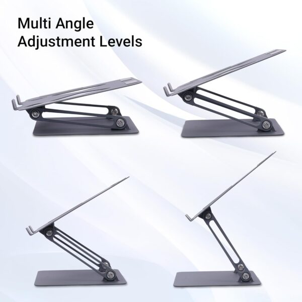 Zebronics NS3000 Portable Laptop & Tablet Stand Supports Upto 17” with Max. 5KG Support, Anti-Slip Silicone Pads, Foldable Design, Multi Angle Adjustment, Carbon Steel Body - Image 4