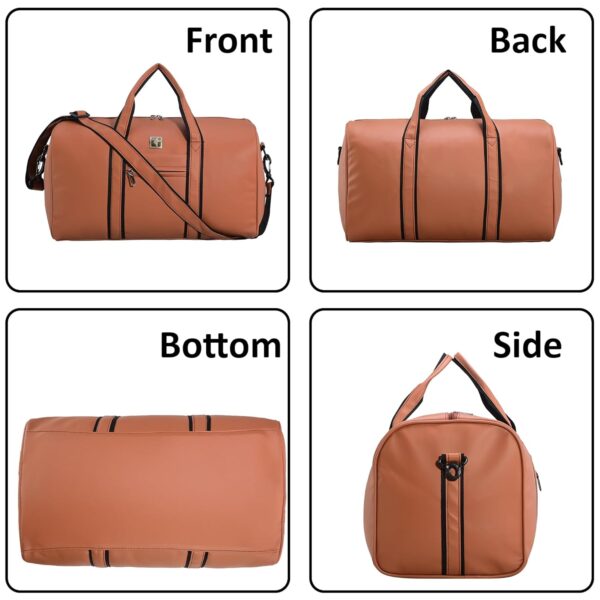 Kuber Industries Premium Leather Duffle Bags for Travel for Women & Men | Spacious Cabin Bag with Detachable Shoulder Strap | Water Resistant Luggage Bag for Travelling & Tour | Brown - Image 8