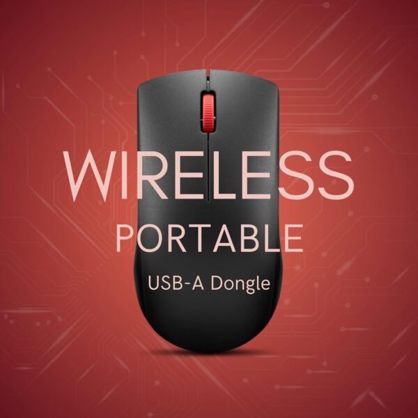 Lenovo 150 Wireless Compact Mouse, 1K DPI Optical sensor, 2.4GHz Wireless NanoUSB, 10m range, 3button(left,right,scroll) upto 3M left/right clicks, 10month battery, Ambidextrous, Ergonomic, GY51L52638 - Image 3