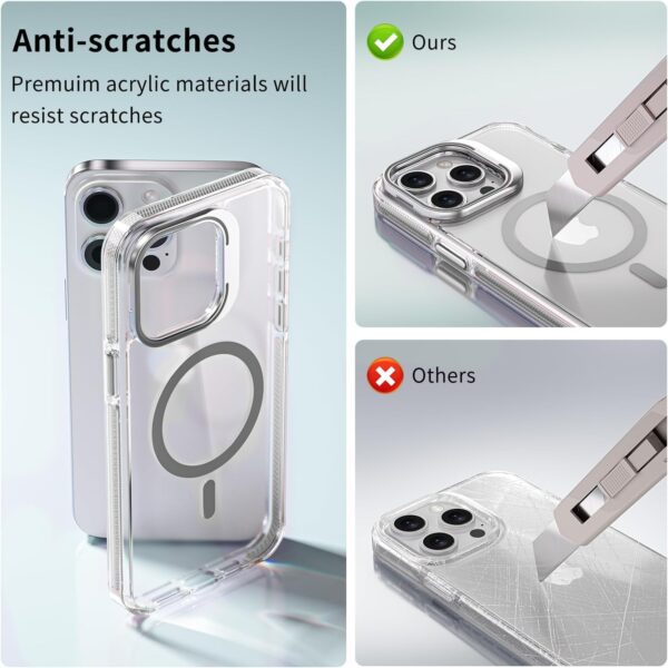Elzzi Classic Series iPhone 15 Pro Case Compatible with MagSafe Built-in Camera Stand Phone Cover Transparent Military-Grade Protective Drop Protection Non Yellowing Hard PC +TPU, Natural Titanium - Image 8