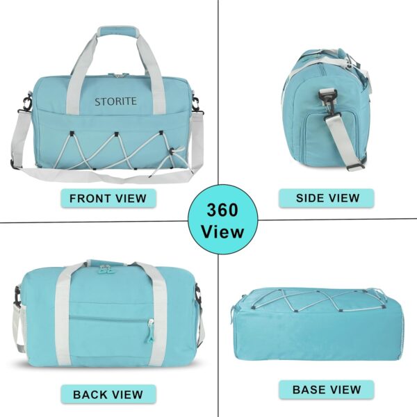 Storite Nylon 48.5 cms Travel Duffle Bag for Women Muti- Pocket Sports Shoulder Duffel Bag with Wet Pocket & Shoe Compartment Weekender Overnight Travel Luggage Garment Bag (Sea Blue) - Image 7
