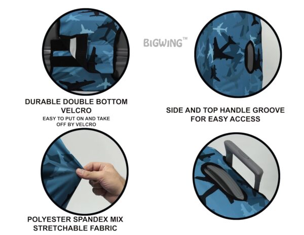 BIGWING Protective Cover in Polyester Fabric with Plane Print for | 20' Inch 55 cm Small Size | Hard Luggage Trolley Bag Cover (Fits Only On Fiber - Plastic Trolley Bag) - Image 7