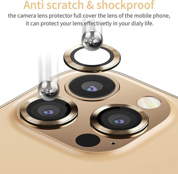 GadgetBite Camera Lens Protector for iPhone 13 Pro 6.1"& iPhone 13 Pro Max 6.7", Tempered Glass Camera Lens Protector Tempered Glass Lens Ring Cover Fit for iPhone 13 Pro/iPhone 13 Pro Max (Gold). - Image 3