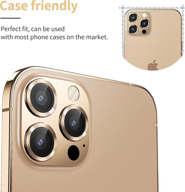 GadgetBite Camera Lens Protector for iPhone 13 Pro 6.1"& iPhone 13 Pro Max 6.7", Tempered Glass Camera Lens Protector Tempered Glass Lens Ring Cover Fit for iPhone 13 Pro/iPhone 13 Pro Max (Gold). - Image 6