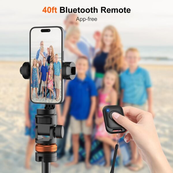 Celfiexpt Long Selfie Stick Tripod with Bluetooth Remote Multiple Mount Tripod Stand for iPhone Camera Gopro 62" Sturdy Mobile Tripod for Vlogging Travel Photography - Image 8