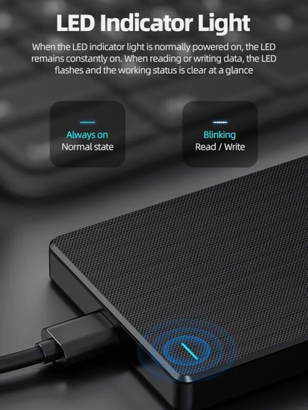 GAZELLE High-Speed 500GB Ultra Slim Portable External Hard Drive - 2-in-1 Type C & USB 3.0, Compatible with PC, Mac, Laptop, PS4, Xbox, iPad, Tablet, Mobile (Black) - 1 Year Warranty - Image 3